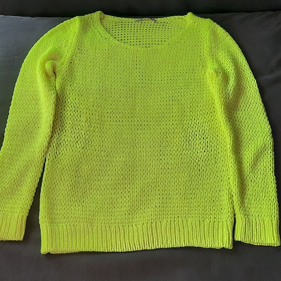 GAP Neon Yellow Chunky Knit Neon Sweater Size Small - Picture 2 of 5
